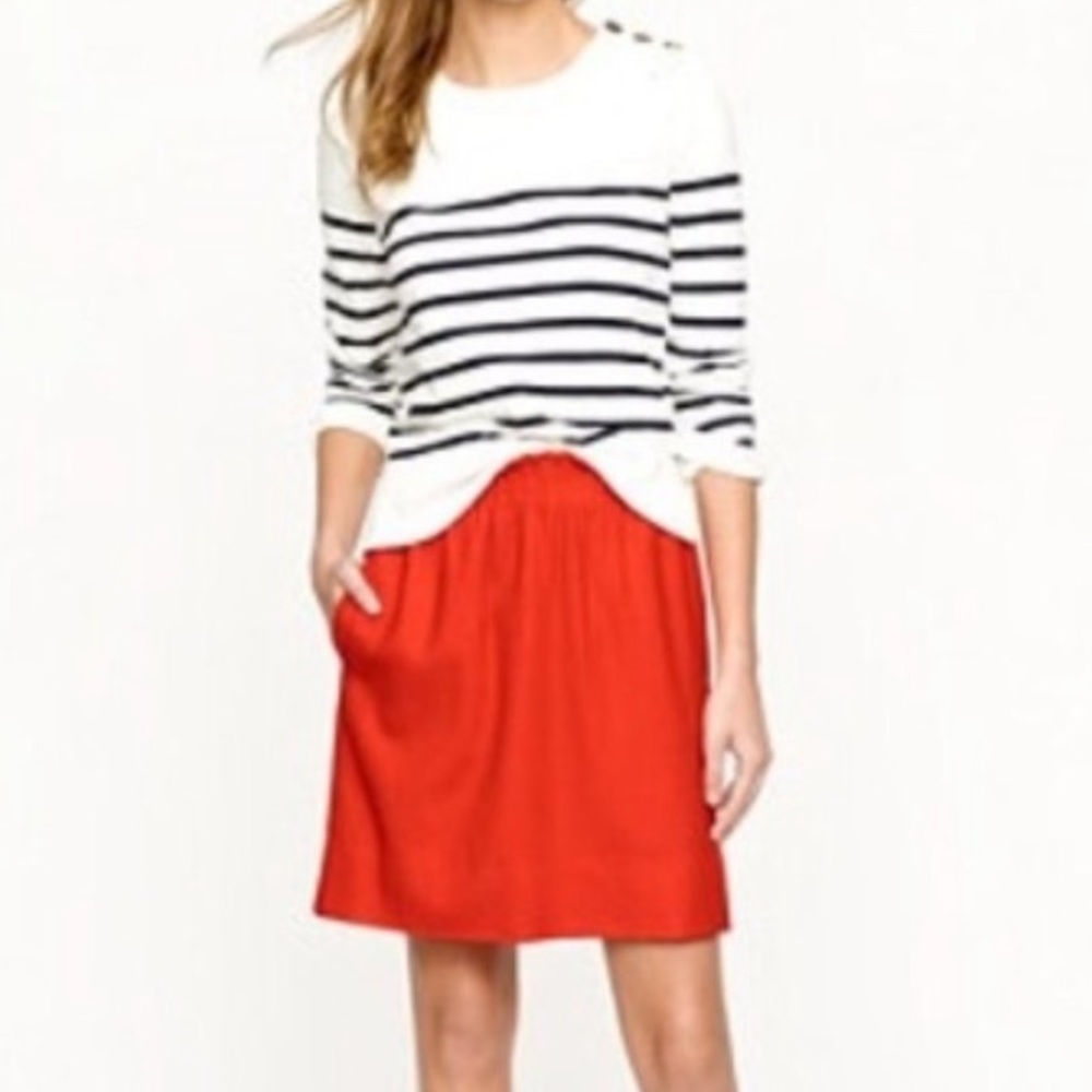 J. Crew Mini Skirt Linen Cotton Paper Bag Waist Knit Pink Orange Summer Beach